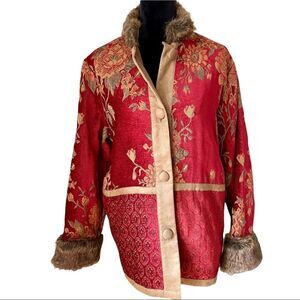 Isabella’s Journey Signature Collection Gorgeous jacket in red, green & gold.